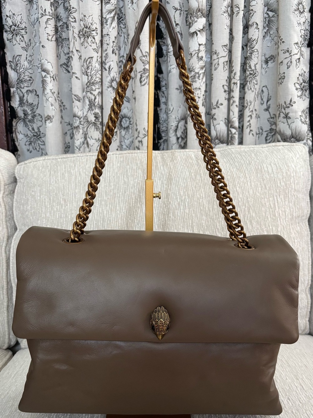 Kurt Geiger London XXL Kew Camel Brown Leather Shoulder Bag